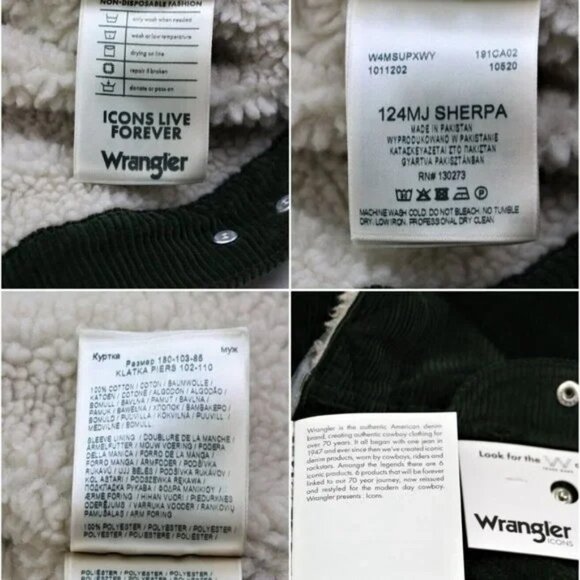 The Montana New Wrangler Icons124MJ Men's Sherpa Corduroy Jacket Size XL Trucker - Picture 6 of 15